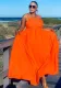 Sexy Solid Color Straps Backless Swing Dress Nightclub Maxi Dress