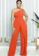 Sexy Sleeveless One Shoulder High Waist Career Jumpsuit