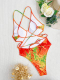 Traje de baño de una pieza Bikini Tie Dye Traje de baño Monikini estampado femenino