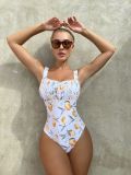 Pleated One-Piece Swimsuit Straps Swimwear