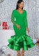 Sexy V-Neck Hollow Sleeve Dress Ruffles Formal Party Party Cascading Dress