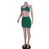 Conjunto de dos piezas de bikini de palomitas de maíz de alto estiramiento sexy Clubwear para mujer