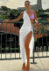 One Shoulder Irregular Halter Neck Dress Women Spring Sexy Style Women'S White Long Dress