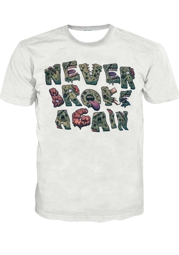 Camiseta con estampado digital de manga corta informal para hombre con estilo de moda con letras