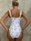 Pleated One-Piece Swimsuit Straps Swimwear