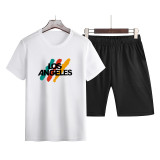 Conjunto casual de tendencia ajustada para hombres Camiseta de manga corta de verano para hombres Conjunto de dos piezas Shrots