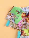 One-Shoulder-Rüschen-Badeanzug für Damen mit Triangel-Print