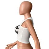 Chaleco sexy sin mangas estampado primavera y verano camiseta de color sólido