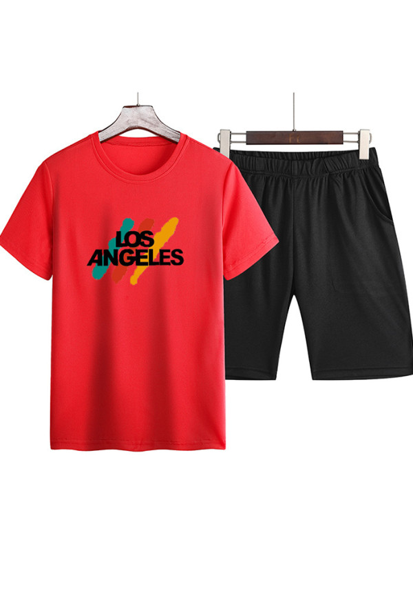 メンズ フィッティング トレンド カジュアル セット メンズ 夏 半袖 Tシャツ シュロット ツーピース セット