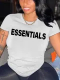 Spring Summer Women's Fashion Printing Black T-Shirt Short Sleeve Women's Top Basic Shirt