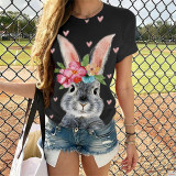 Women'S Easter Bunny Print T-Shirt Short Sleeve Summer Top