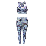 Conjunto de pantalones deportivos de dos piezas para mujer, estilo de moda de primavera y verano, ajustados, sin mangas