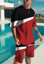 Nueva tendencia de verano para hombres, estilo informal de playa, camiseta con estampado digital, pantalones cortos, conjunto de dos piezas