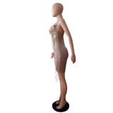 Sexy Träger, doppelseitige Schnürung, schmales, figurbetontes Kleid