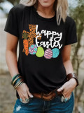Women Easter Bunny Print Short Sleeve T-Shirt