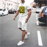 Lässiges, lockeres Kurzarm-T-Shirt und Shorts für Herren, zweiteiliges Set
