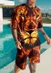Men's Casual Colorblock Print Short Sleeve T-Shirt and Shorts Two-Piece Set