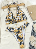 Bikini de leopardo Traje de baño de dos piezas de mujer sexy Traje de baño de cintura alta