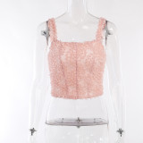Women'S Lace Camisole See-Through Slim Fit Fashion Top