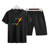Erkek Fitting Trend Casual Set Erkek Yaz Kısa Kollu T-Shirt Shrots İki Parça Set