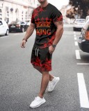 Conjunto corto Deportes casuales Hombres Camiseta de manga corta de verano Pantalones cortos Conjunto de dos piezas de color degradado para hombres