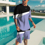 Neue Sommer Herren Trend Casual Beach Style Digitaldruck T-Shirt Shorts Zweiteiler