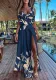 Women Summer Sleeveless V-Neck Printed Slit Dress