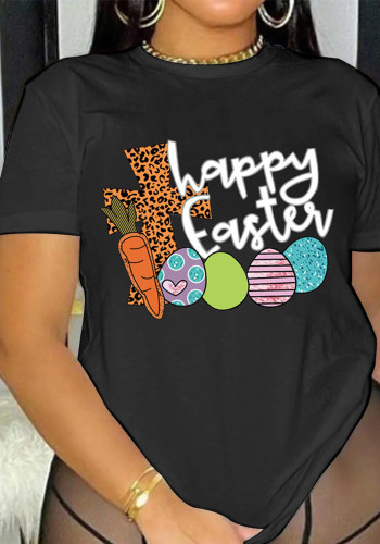 T-shirt à manches courtes imprimé lapin de Pâques pour femme