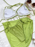 Dreiteiliger Badeanzug Solide Sexy Frauen Zweiteilige Bikini Cover Up Bademode