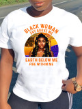 Sommerliches afrikanisches Damen-Druck-Lose-Rundhals-Kurzarm-T-Shirt