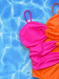 Kontrastfarbe Bikini Sexy Badeanzug Einteilige Badebekleidung