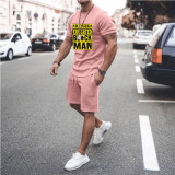 Lässiges, lockeres Kurzarm-T-Shirt und Shorts für Herren, zweiteiliges Set
