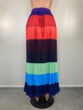 Falda plisada de color contrastante de moda primavera verano para mujer