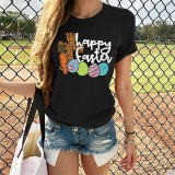 Camiseta de manga corta con estampado de conejo de Pascua para mujer