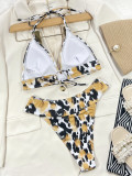 Bikini de leopardo Traje de baño de dos piezas de mujer sexy Traje de baño de cintura alta