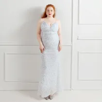 Plus Size Women Sequined Formal Party Maxi Evening Dress