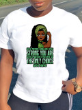 Sommerliches afrikanisches Damen-Druck-Lose-Rundhals-Kurzarm-T-Shirt