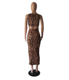 Vestido sin mangas con espalda baja sexy con estampado de leopardo de moda de verano para mujer