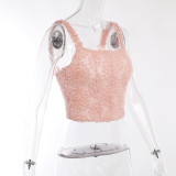 Camisola de encaje transparente para mujer Top ajustado a la moda