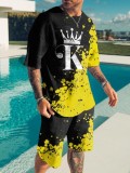 Animal Digital Printing 3D Herren Casual Beach Shorts T-Shirt Shorts Zweiteiliges Set