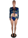 Sexy Digital Print Bikini Tight Fitting Two Pieces Swimwear Set