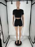 Women's sexy street sports short sleeved shorts two-piece set