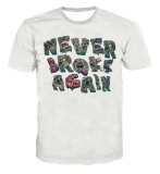 Camiseta con estampado digital de manga corta informal para hombre con estilo de moda con letras