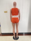 Fashion Women's Summer Casual Popcorn Fabric Sleeveless Two Piece Set