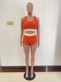Fashion Women's Summer Casual Popcorn Fabric Sleeveless Two Piece Set