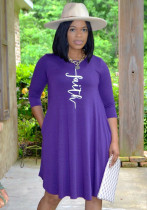 Damen Kleid Sommer Mid Dress Lässiges Faith Faith Print T-Shirt Kleid