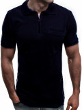 Simple Men'S Solid Color Turndown Collar Casual Short Sleeve T-Shirt Short Sleeve Polo Top