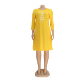 Ladies Dress Summer Mid Dress Casual Faith Faith Print T-Shirt Dress