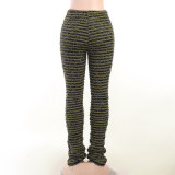 Fall Striped Casual Pants Knitting Patchwork Sexy Slim High Waist Pants