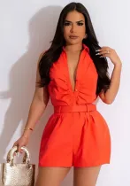 Women Casual Lace-Up Sleeveless Romper